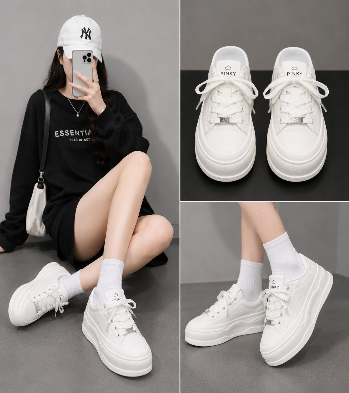Women's Platform Sneakers - White
