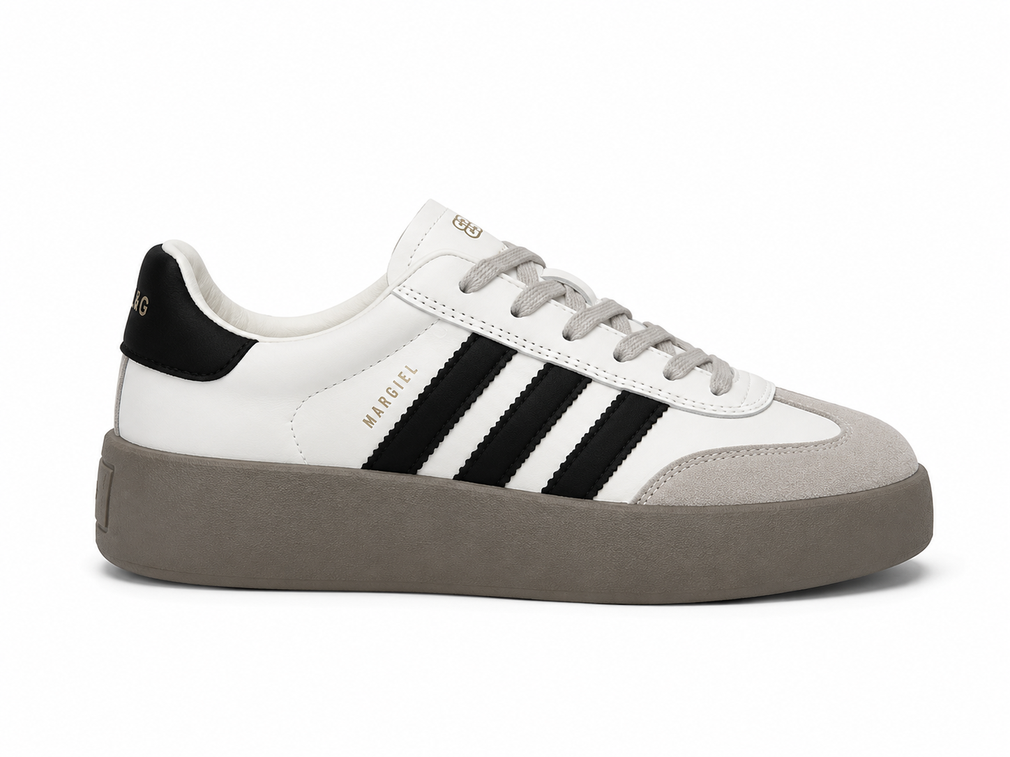 Women's White & Black Platform Casual Sneakers
