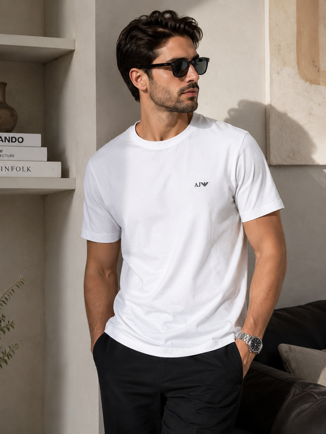 White AJ Logo Men’s T-Shirt