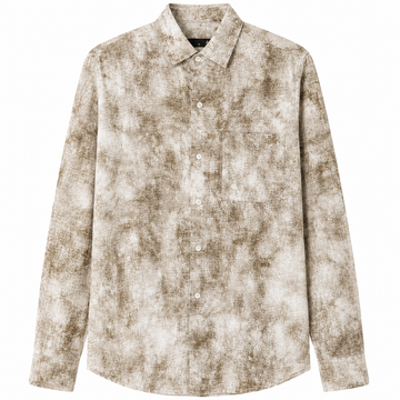 Men’s Abstract Print Long Sleeve Shirt – Beige