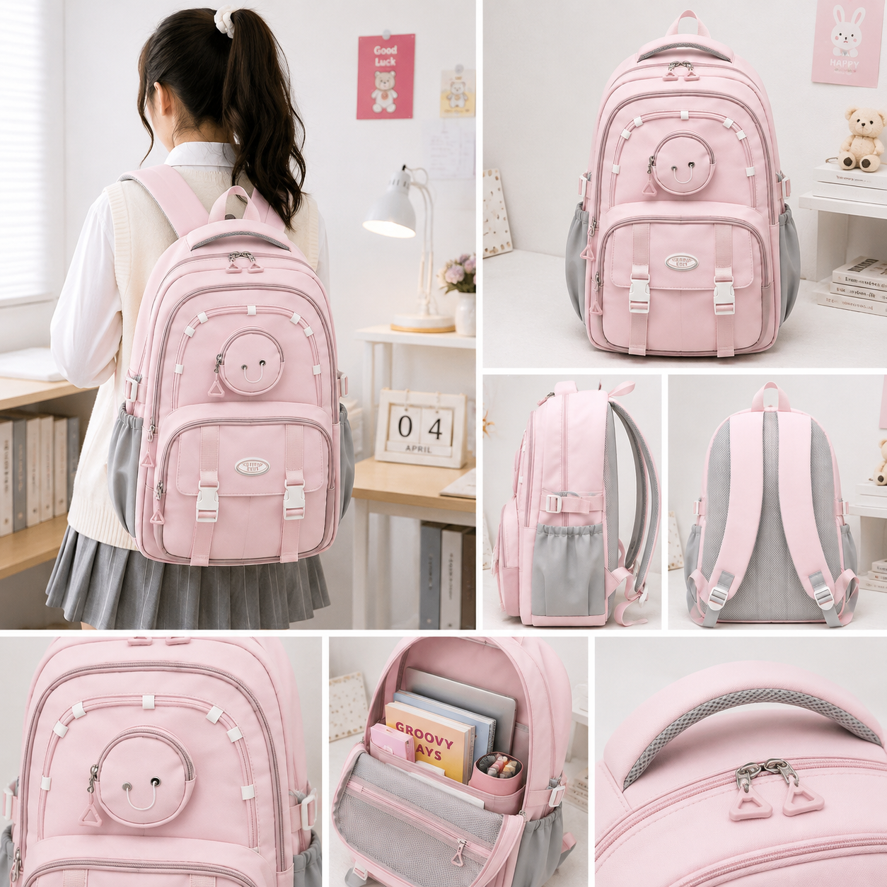 Trend One School Backpack – Light Pink