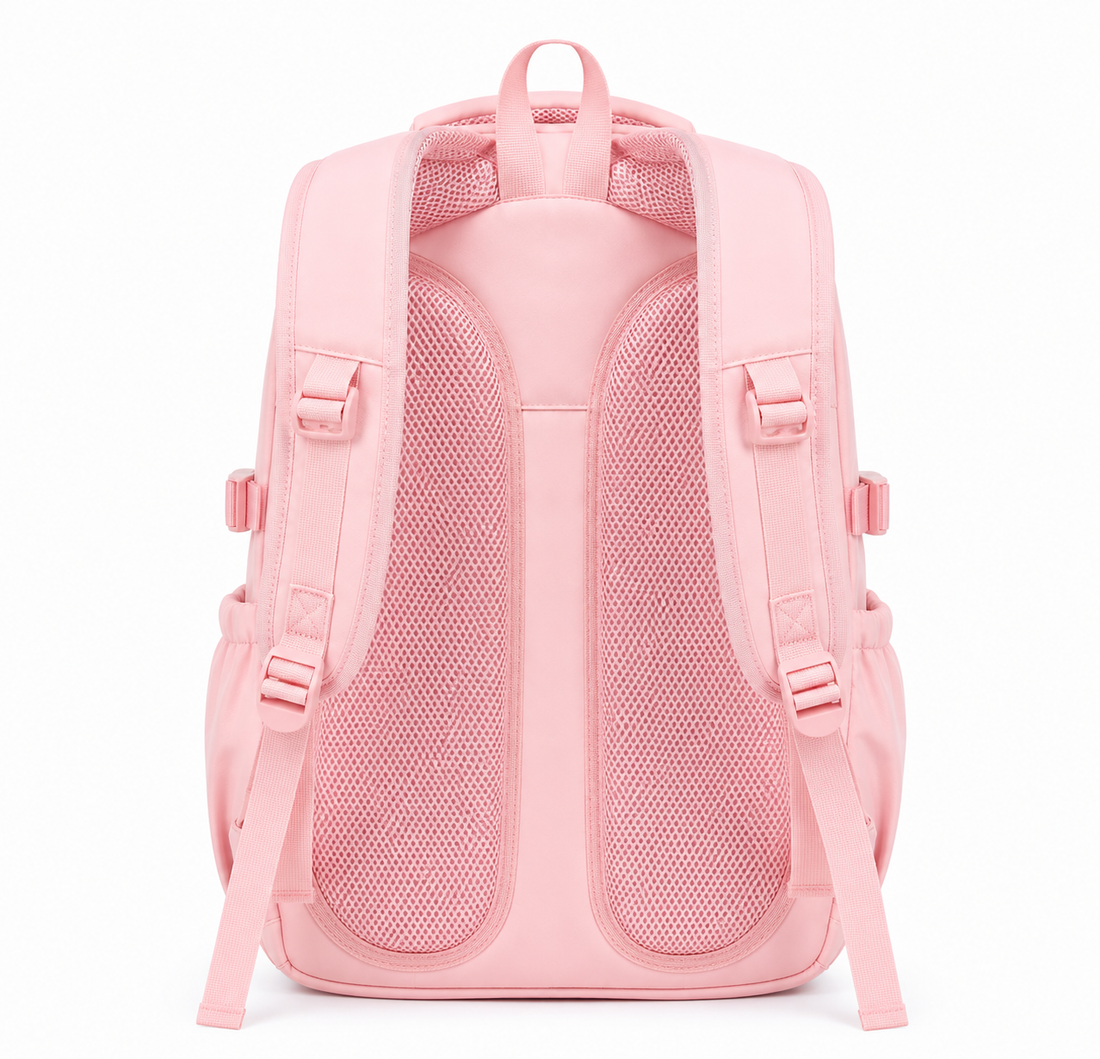 Pastel Pink School Backpack with Ice Cream Charm