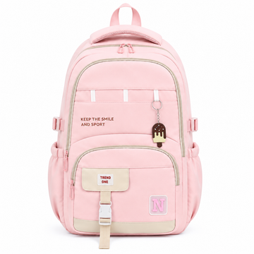 Pastel Pink School Backpack with Ice Cream Charm