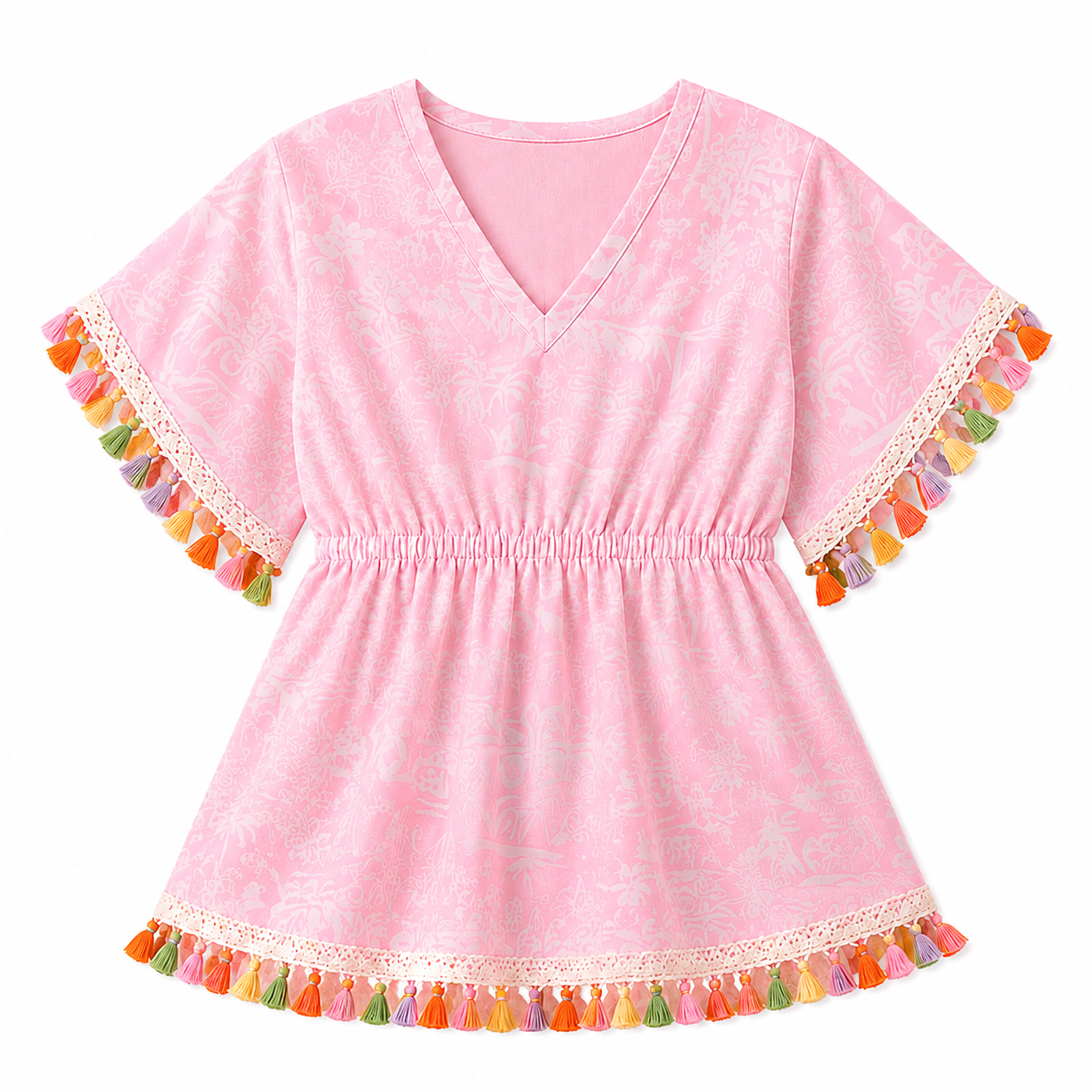 SARUSHKA Kids Girls Pink Beach Cover-Up Dress