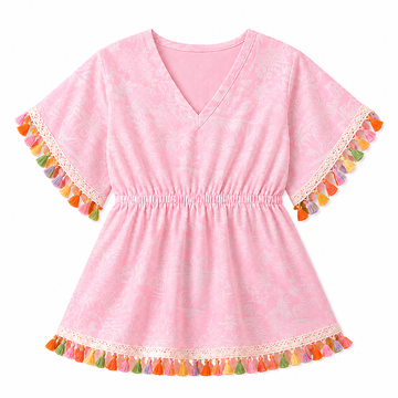 SARUSHKA Kids Girls Pink Beach Cover-Up Dress