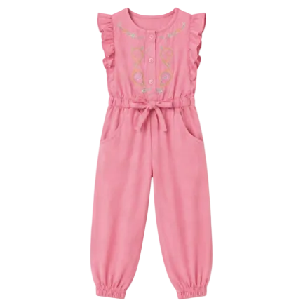 SARUSHKA Kids Girls Pink Summer Jumpsuit