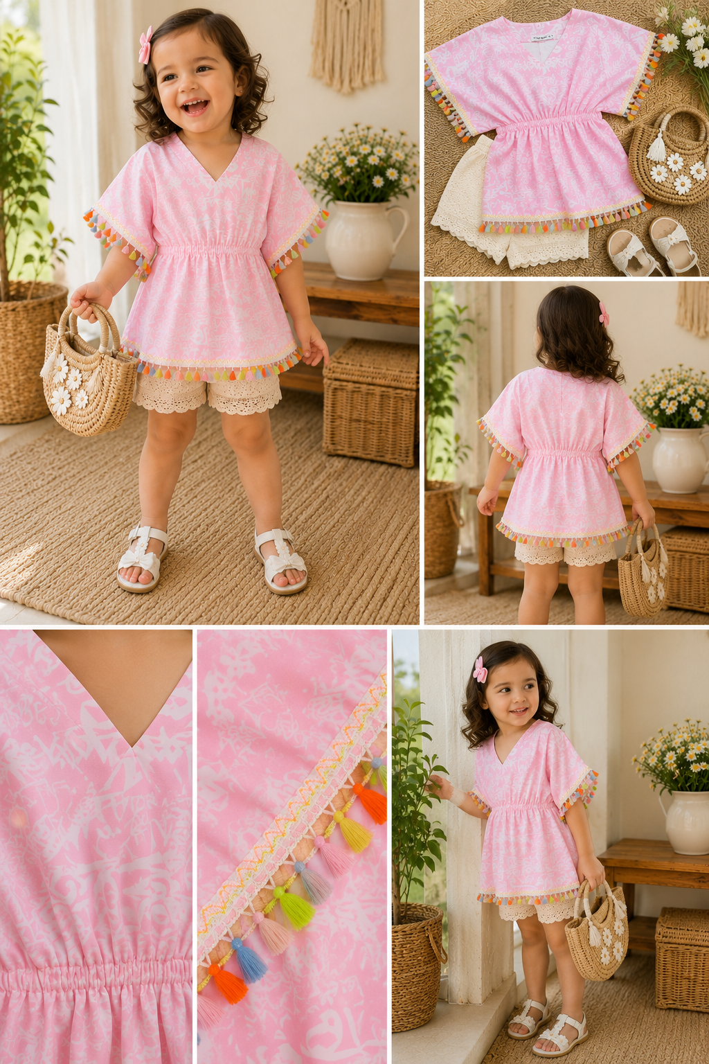 SARUSHKA Kids Girls Pink Beach Cover-Up Dress