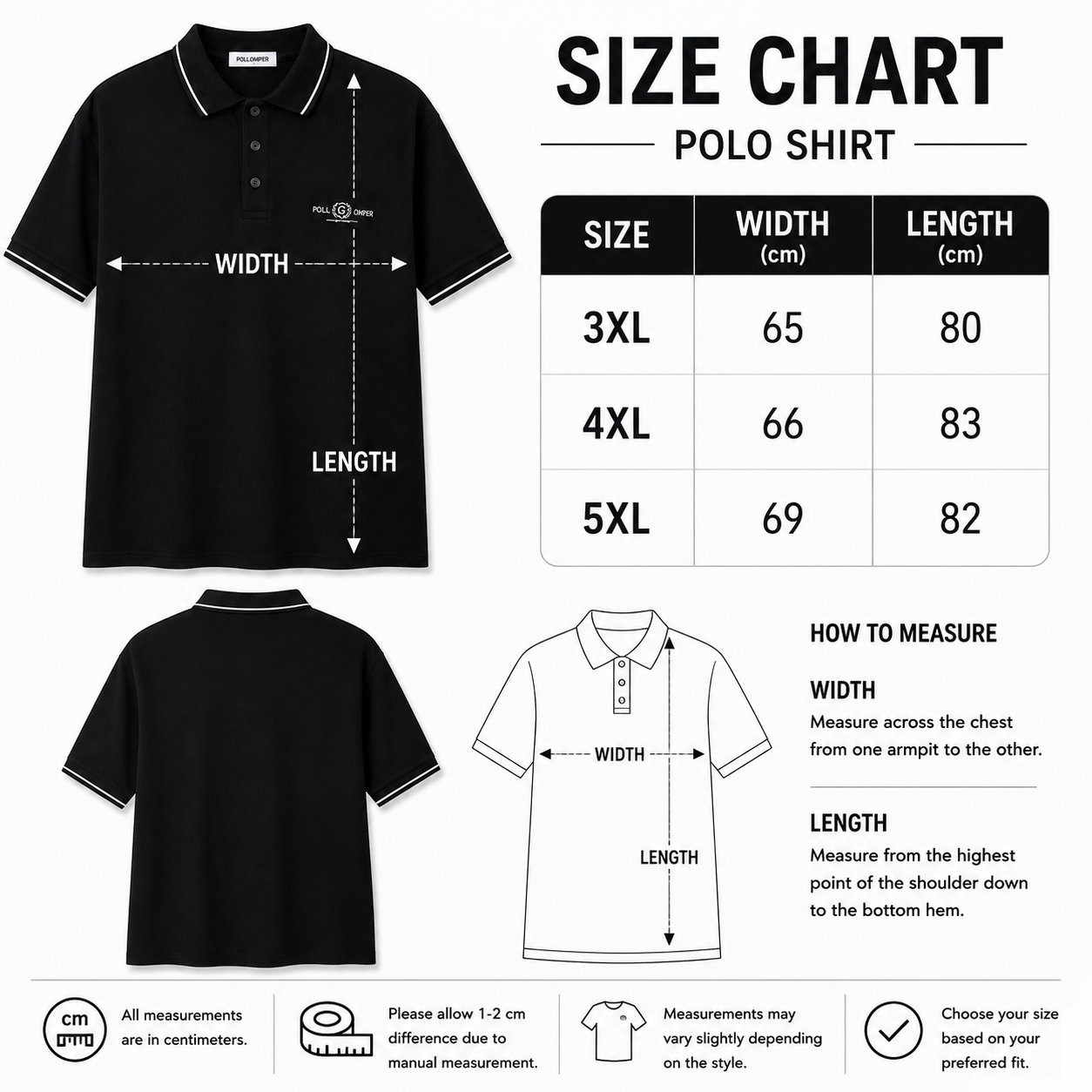 Men’s Contrast Trim Polo Shirt – Black