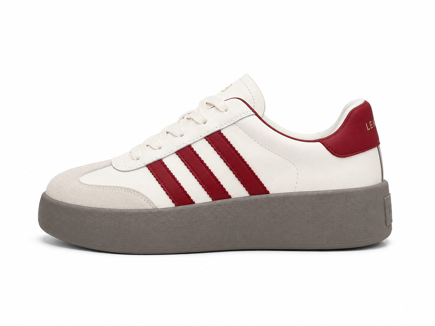 Women's White & Red Platform Casual Sneakers