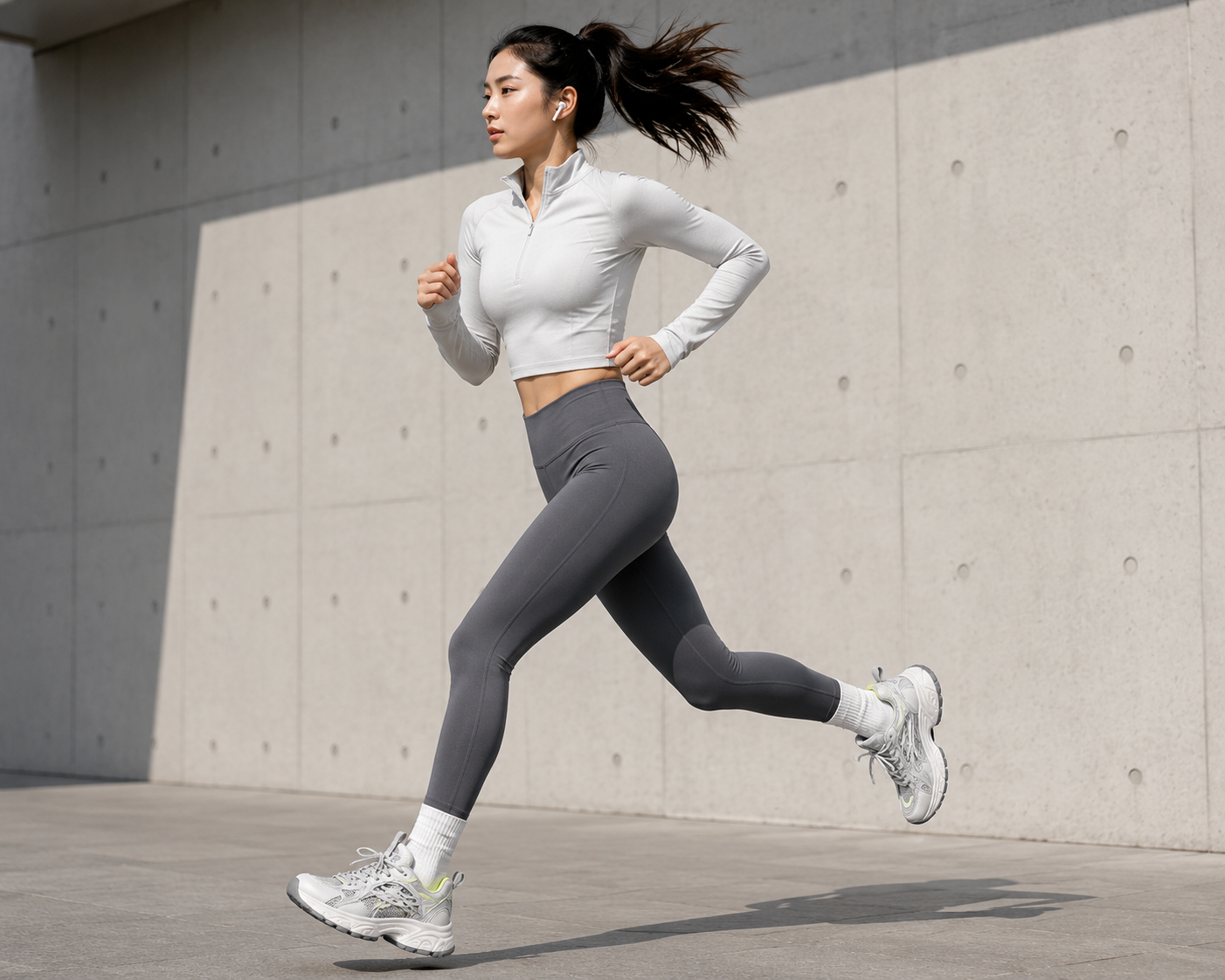 Women's Chunky Running Sneakers - Light Gray