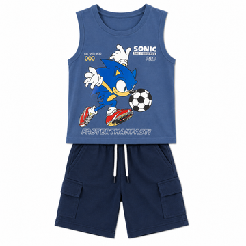 Kids Boys Sonic Summer Tank Top & Shorts Set – Blue