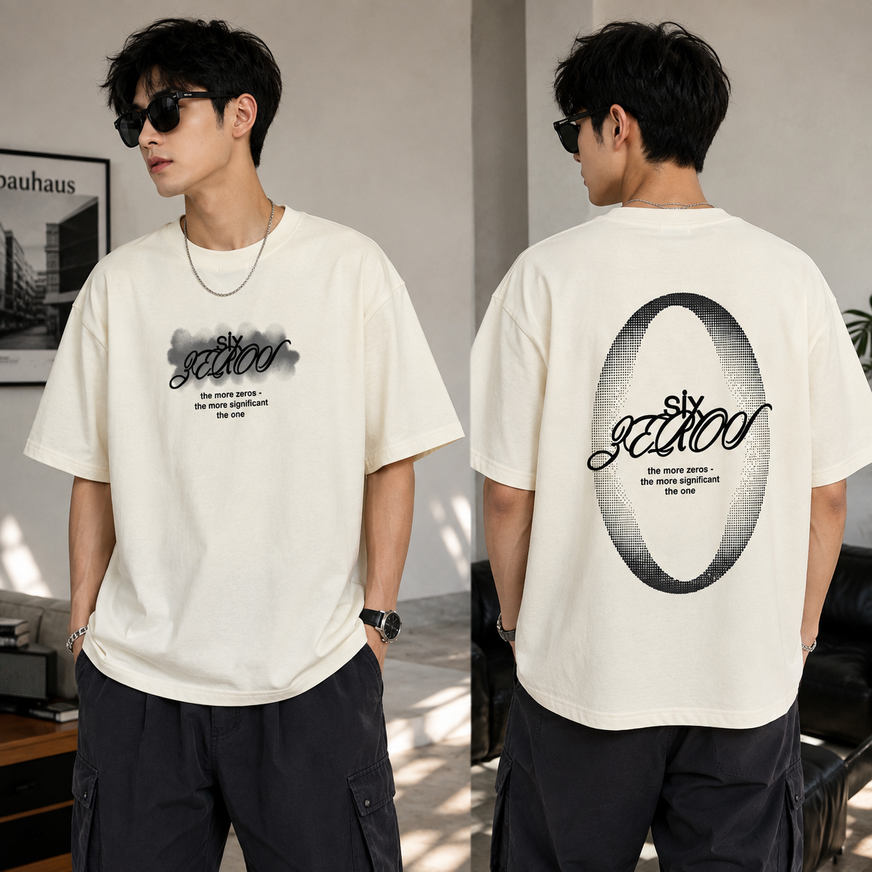 Men’s Six Zero Graphic Oversized T-Shirt – Off White