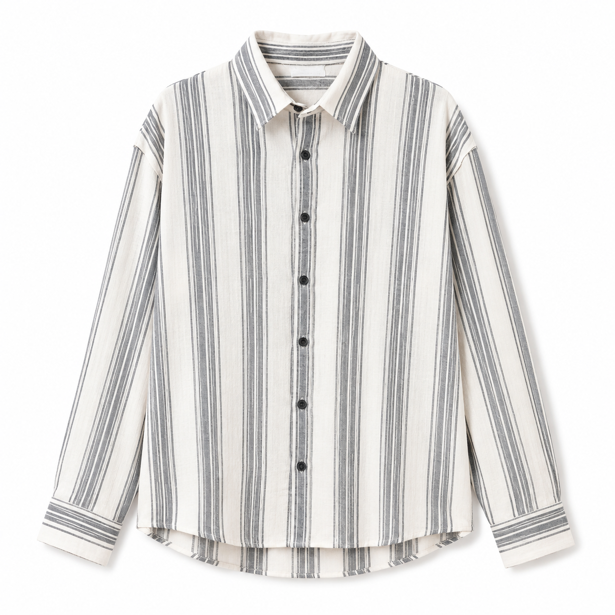 Men’s Striped Long Sleeve Shirt – Off White & Gray