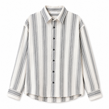 Men’s Striped Long Sleeve Shirt – Off White & Gray