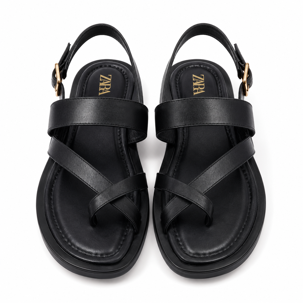 Women’s Cross Strap Flat Sandals – Black