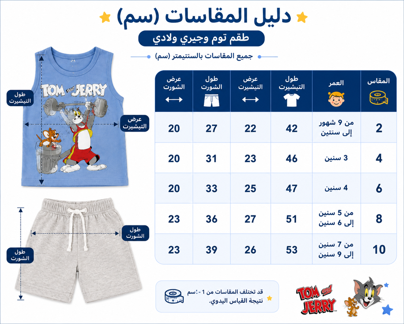 Kids Boys Tom & Jerry Summer Tank Top & Shorts Set – Sky Blue