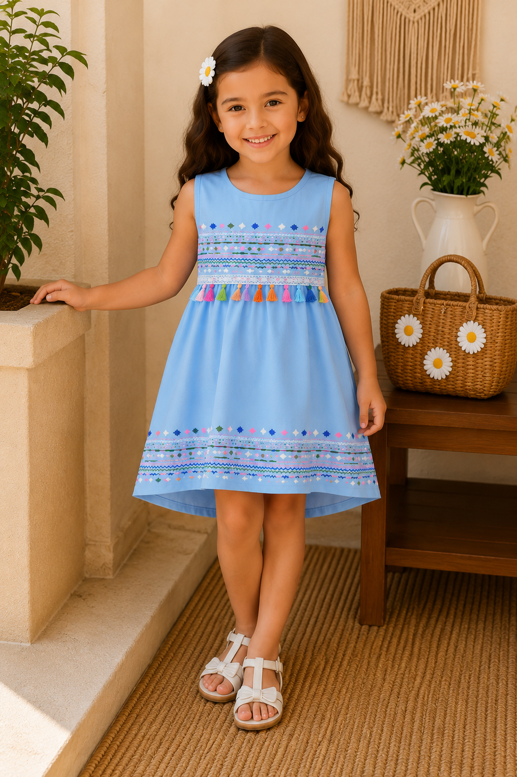 Kids Girls Sleeveless Dress – Sky Blue