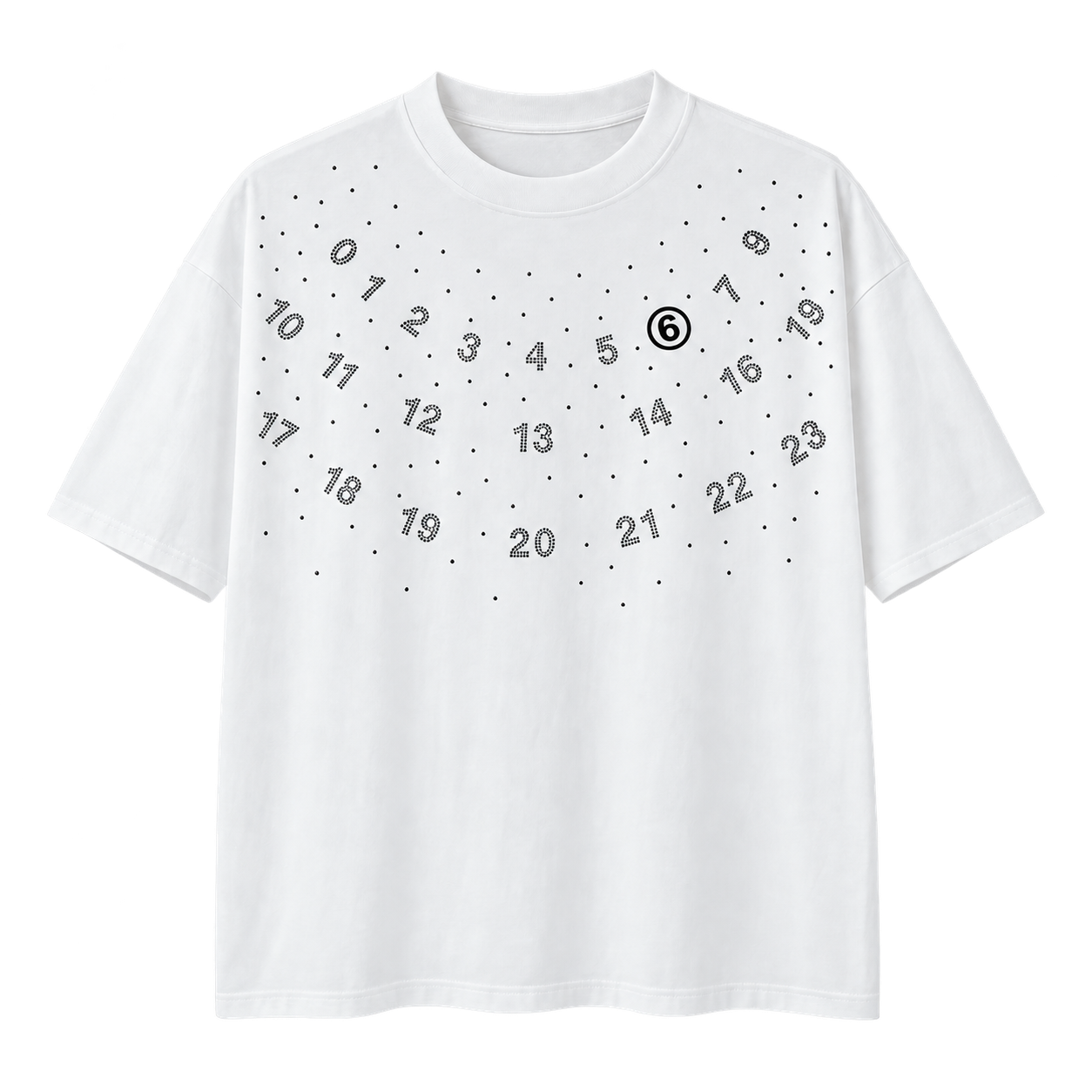 Men’s Rhinestone Number Oversized T-Shirt – White