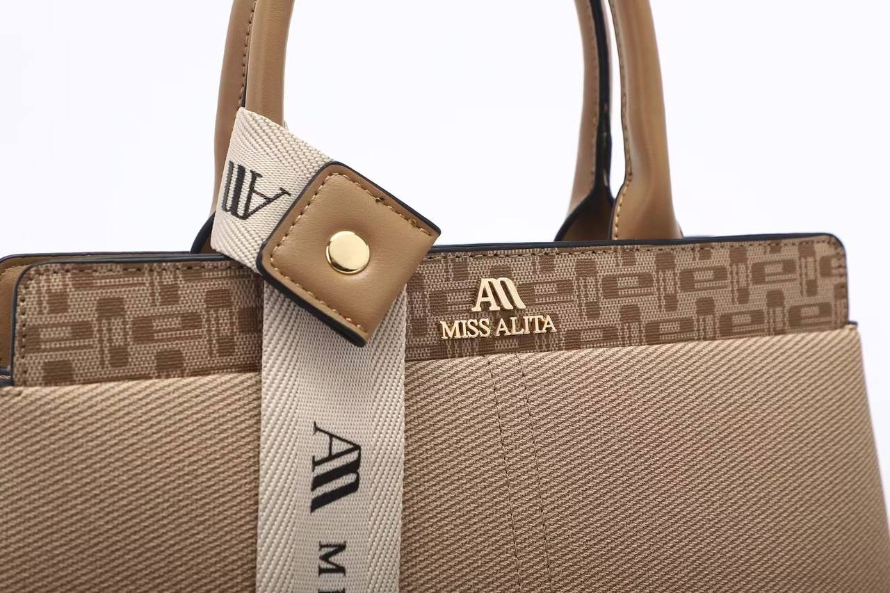 MISS ALITA Elegant Khaki Structured Handbag