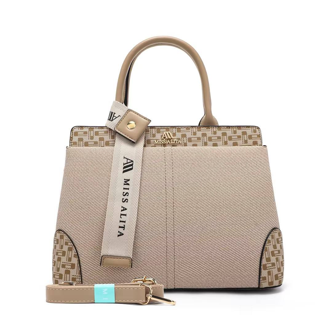 MISS ALITA Elegant Apricot Structured Handbag