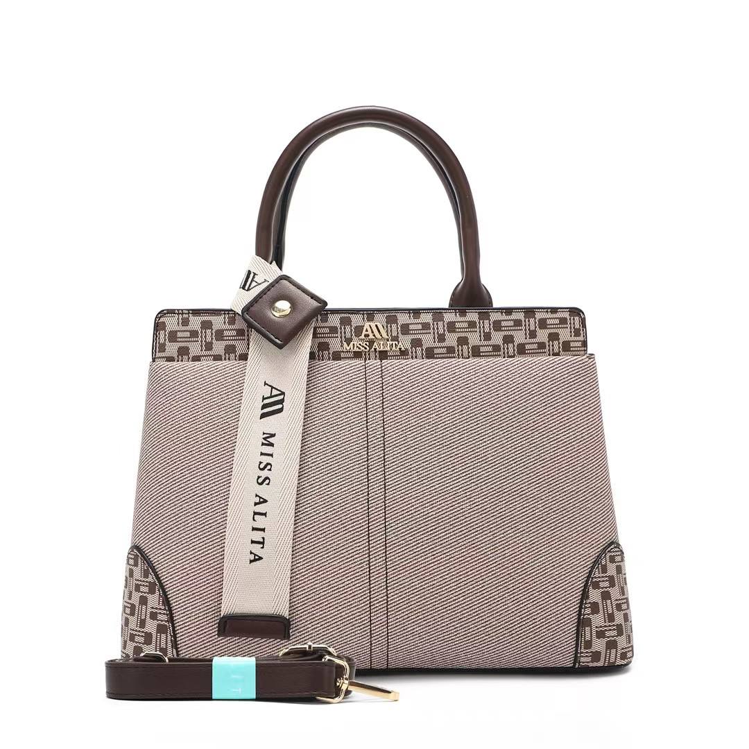 MISS ALITA Elegant Dark Brown Structured Handbag