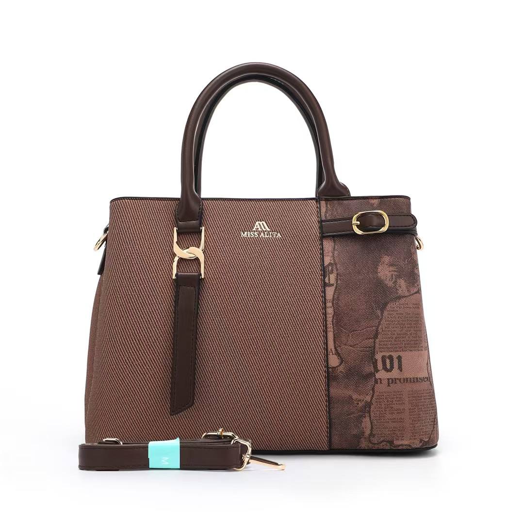 MISS ALITA Elegant Dark Brown Structured Handbag