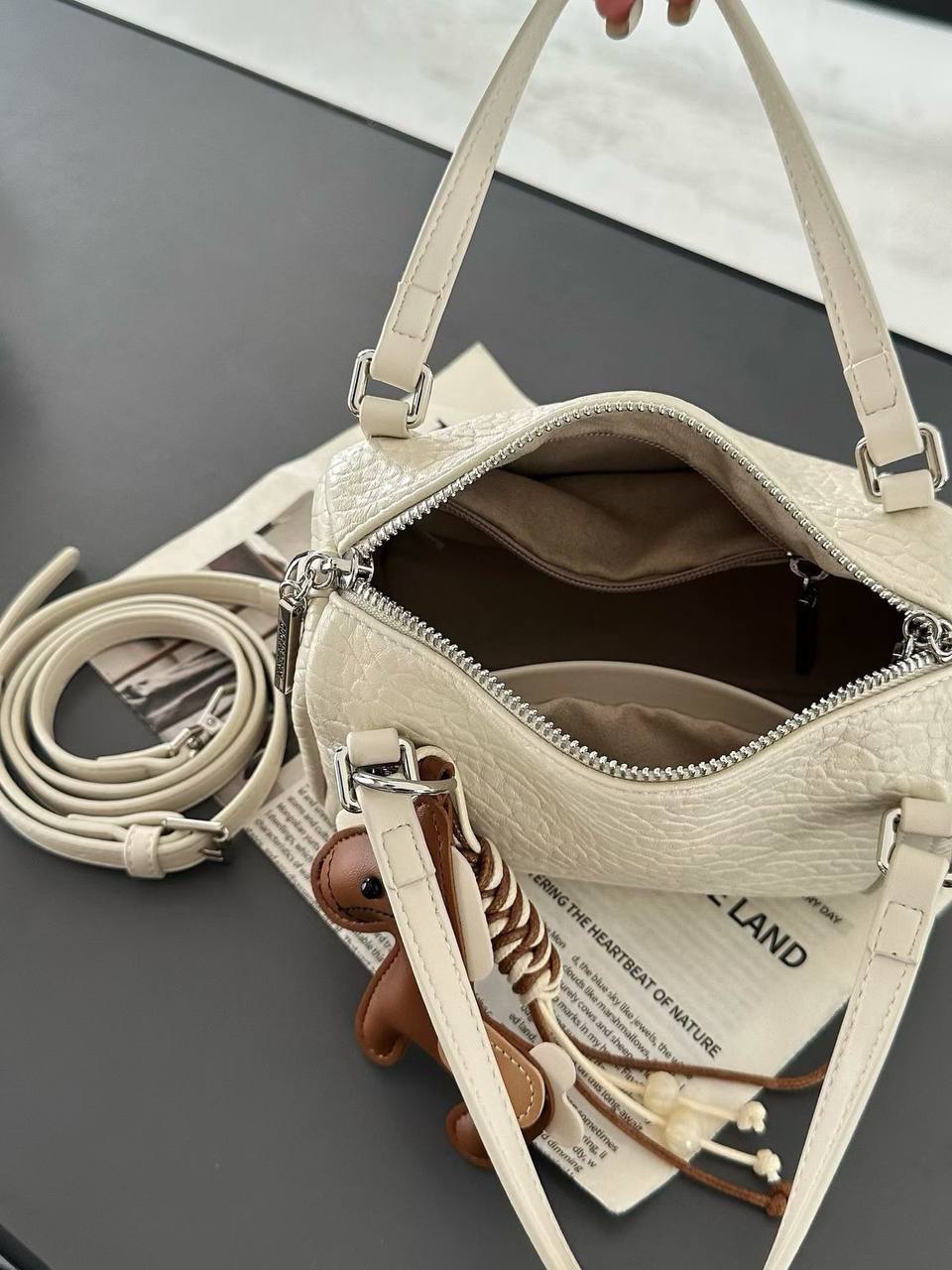 Women's Elegant Ivory Boston Handbag