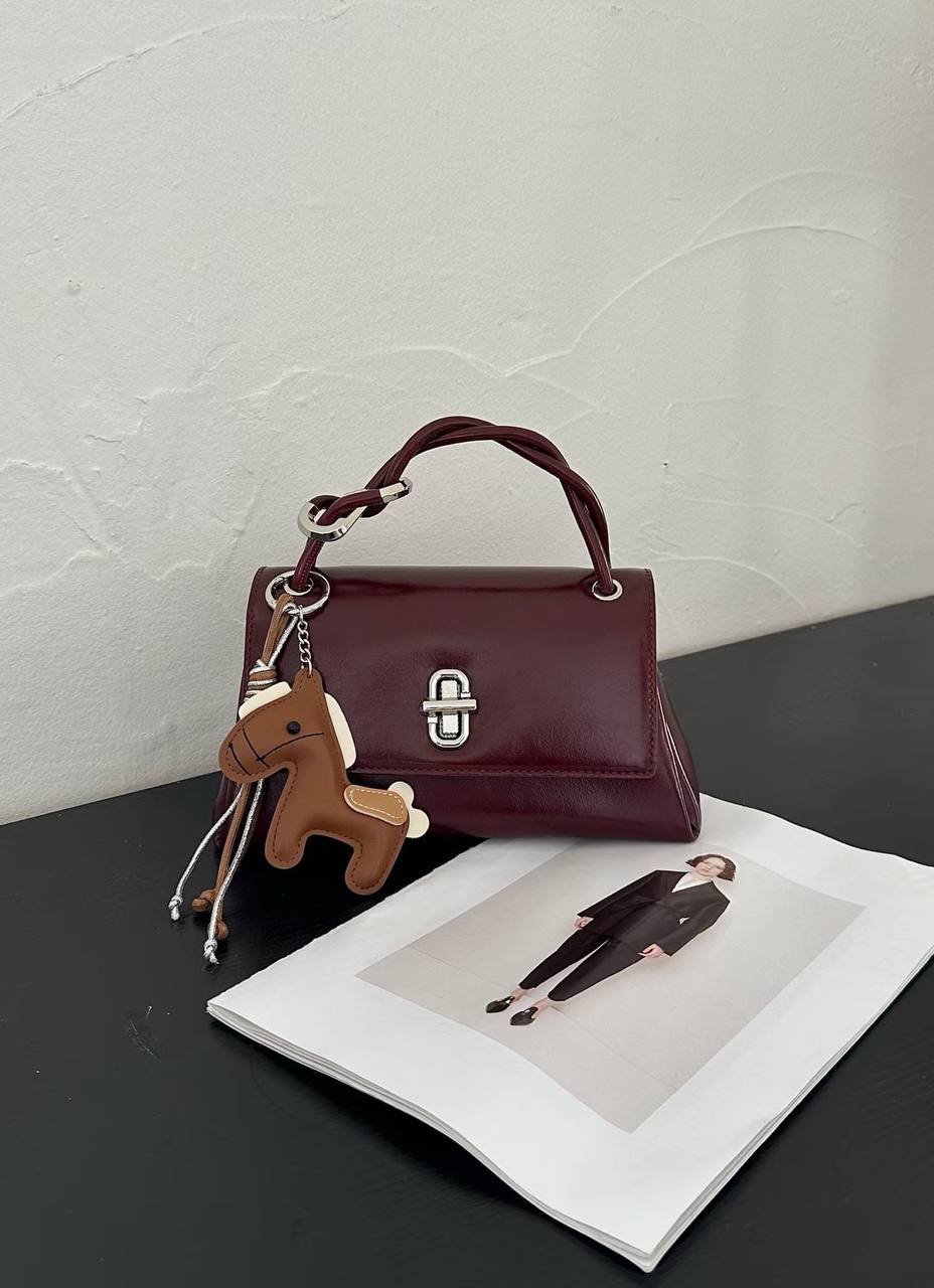 Women's Classic Horse Charm Top Handle Bag - Burgundy