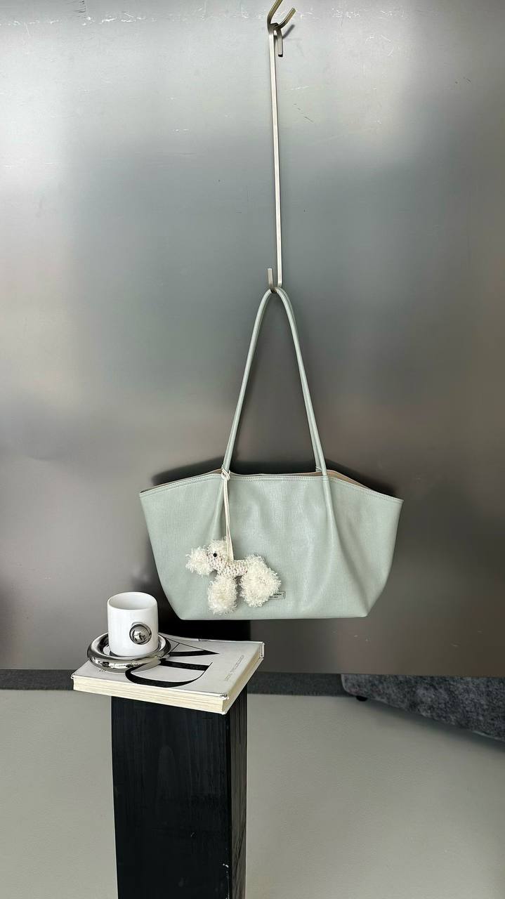Classic Pom-Pom Tote Bag – Mint Green