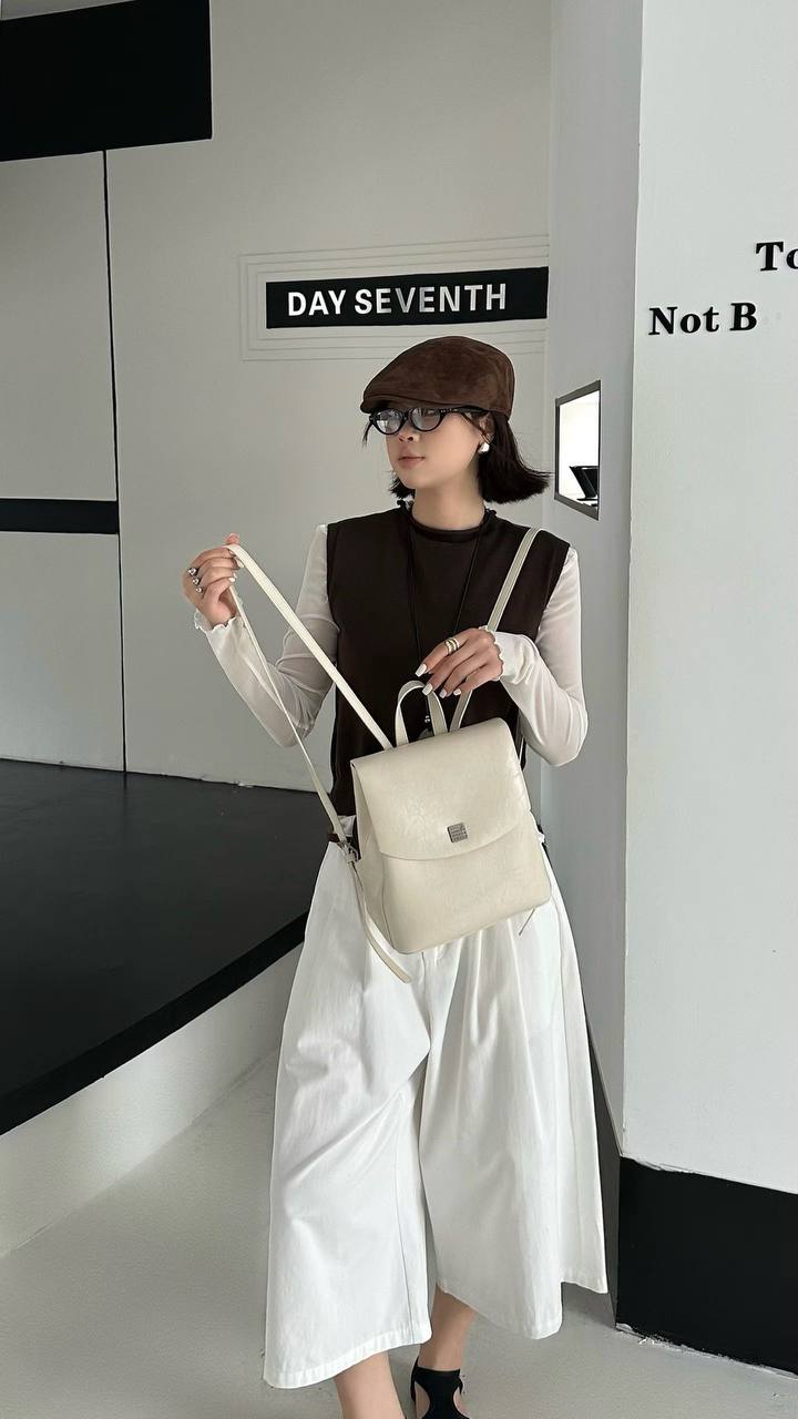 Classic Square Backpack – Cream
