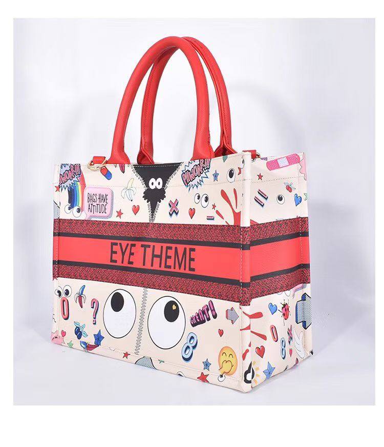 Cartoon Print 2-Piece Handbag Set – Women's Tote Bag with Crossbody Pouch