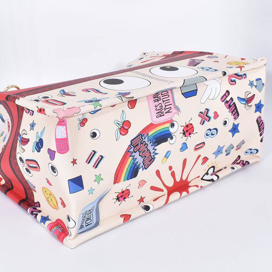Cartoon Print 2-Piece Handbag Set – Women's Tote Bag with Crossbody Pouch
