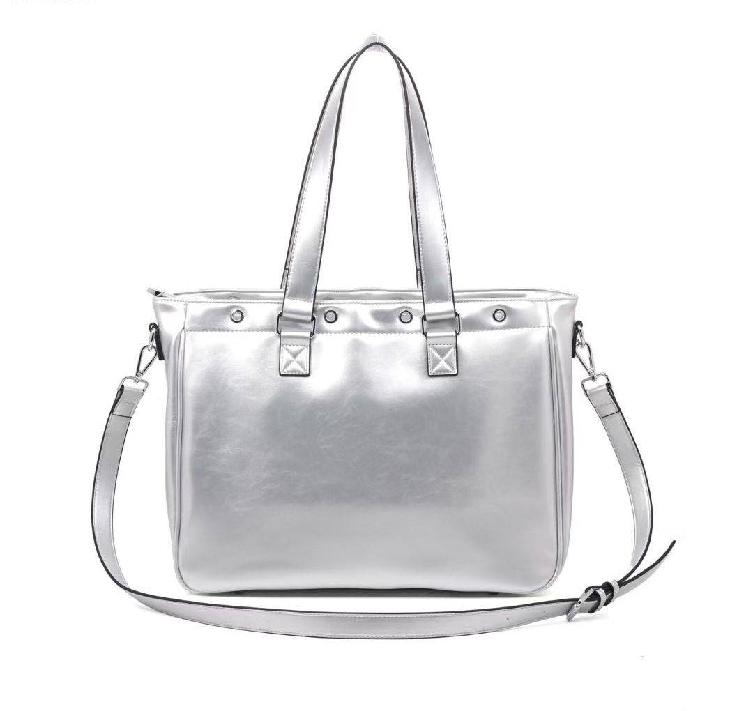 Eye Theme Urban Cat Tote – Silver Women's Shoulder Bag