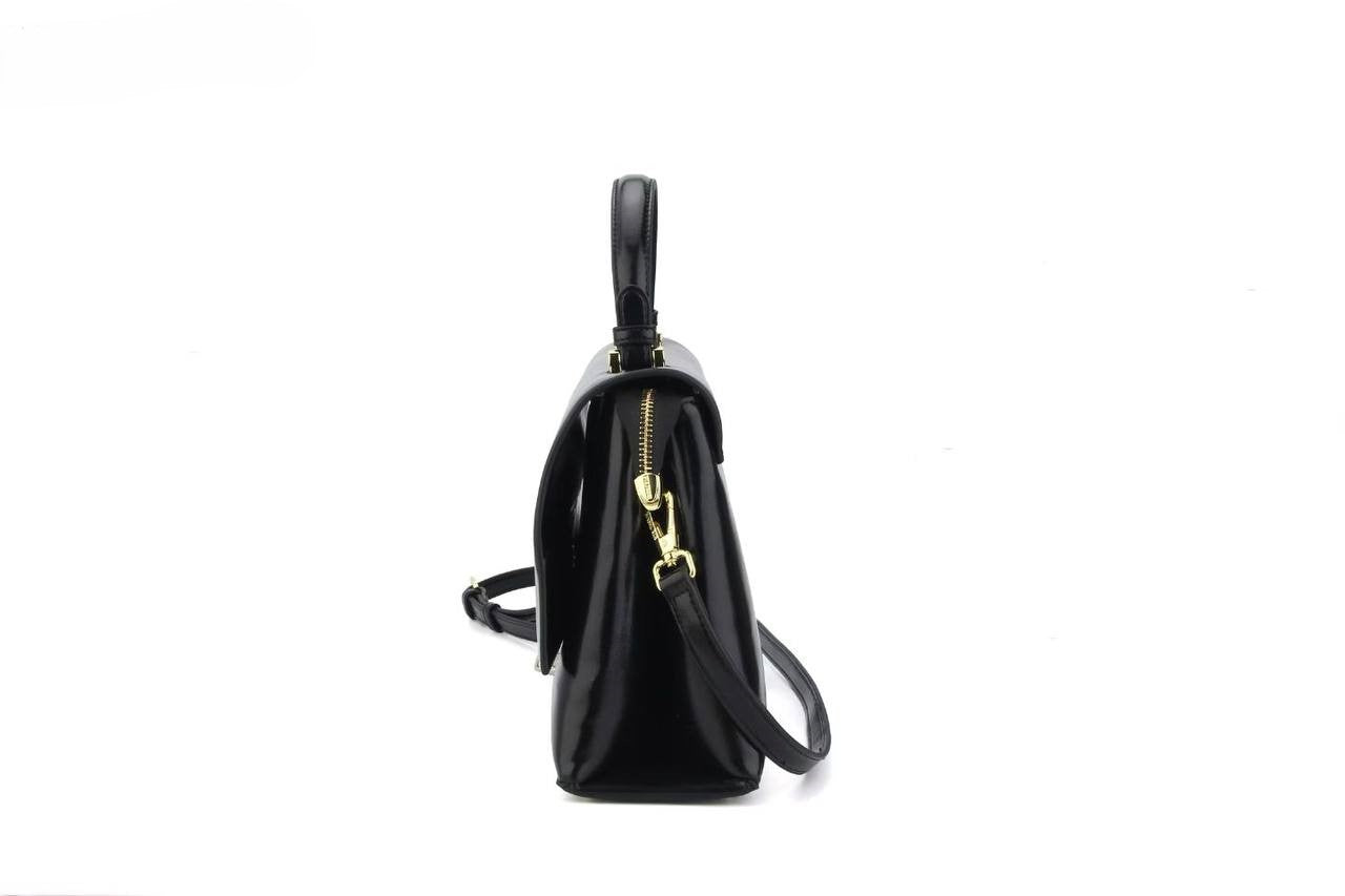 Classic Elegance Top Handle Bag – Black Women's Satchel & Crossbody Bag