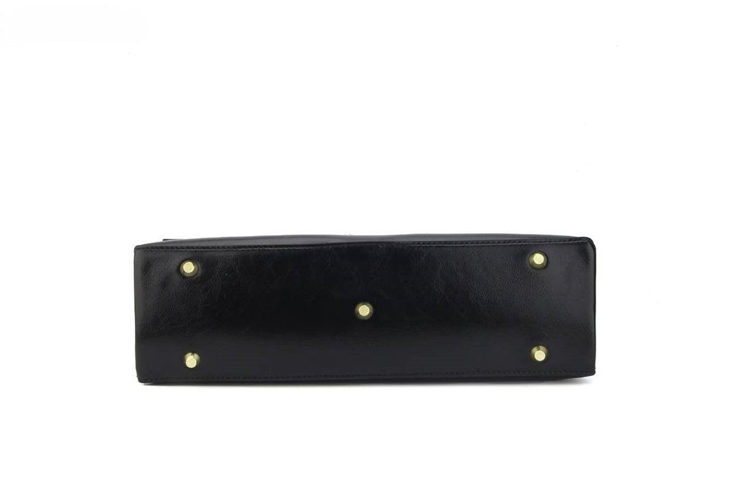 Eye Theme Bunny Lock Satchel – Black Women’s Top Handle Bag