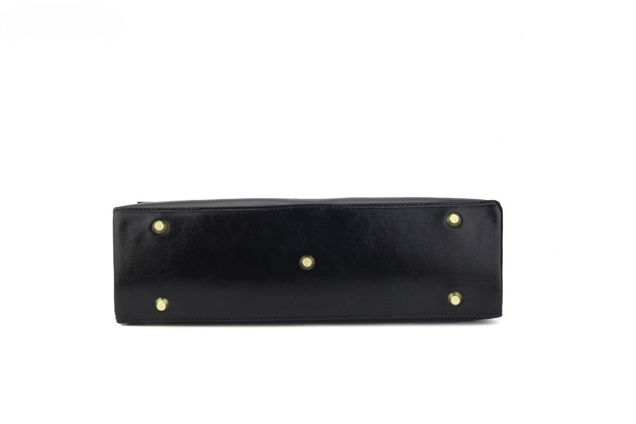 Eye Theme Bunny Lock Satchel – Black Women’s Top Handle Bag