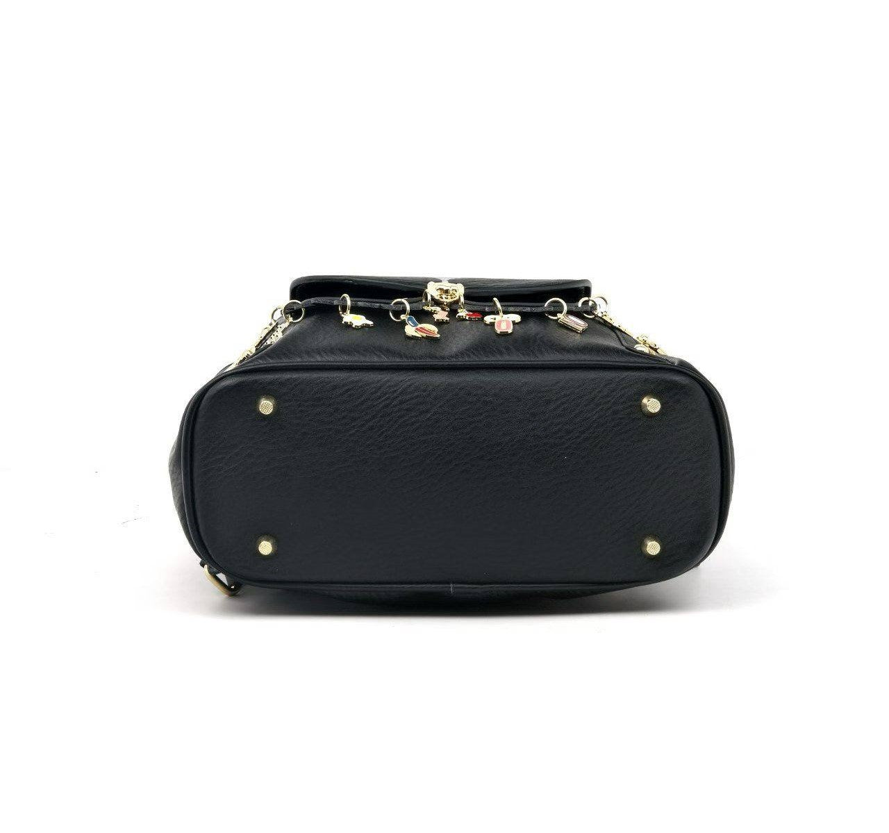 Eye Theme Charm Backpack – Black Women's Mini Backpack