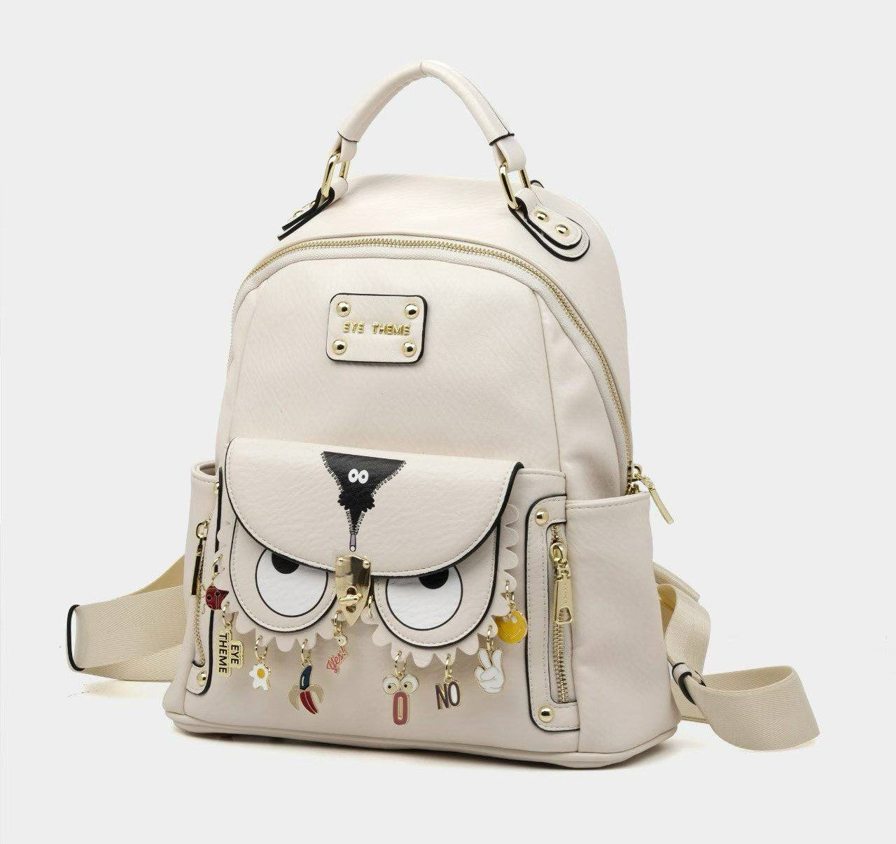 Eye Theme Charm Backpack – Ivory Women's Mini Backpack
