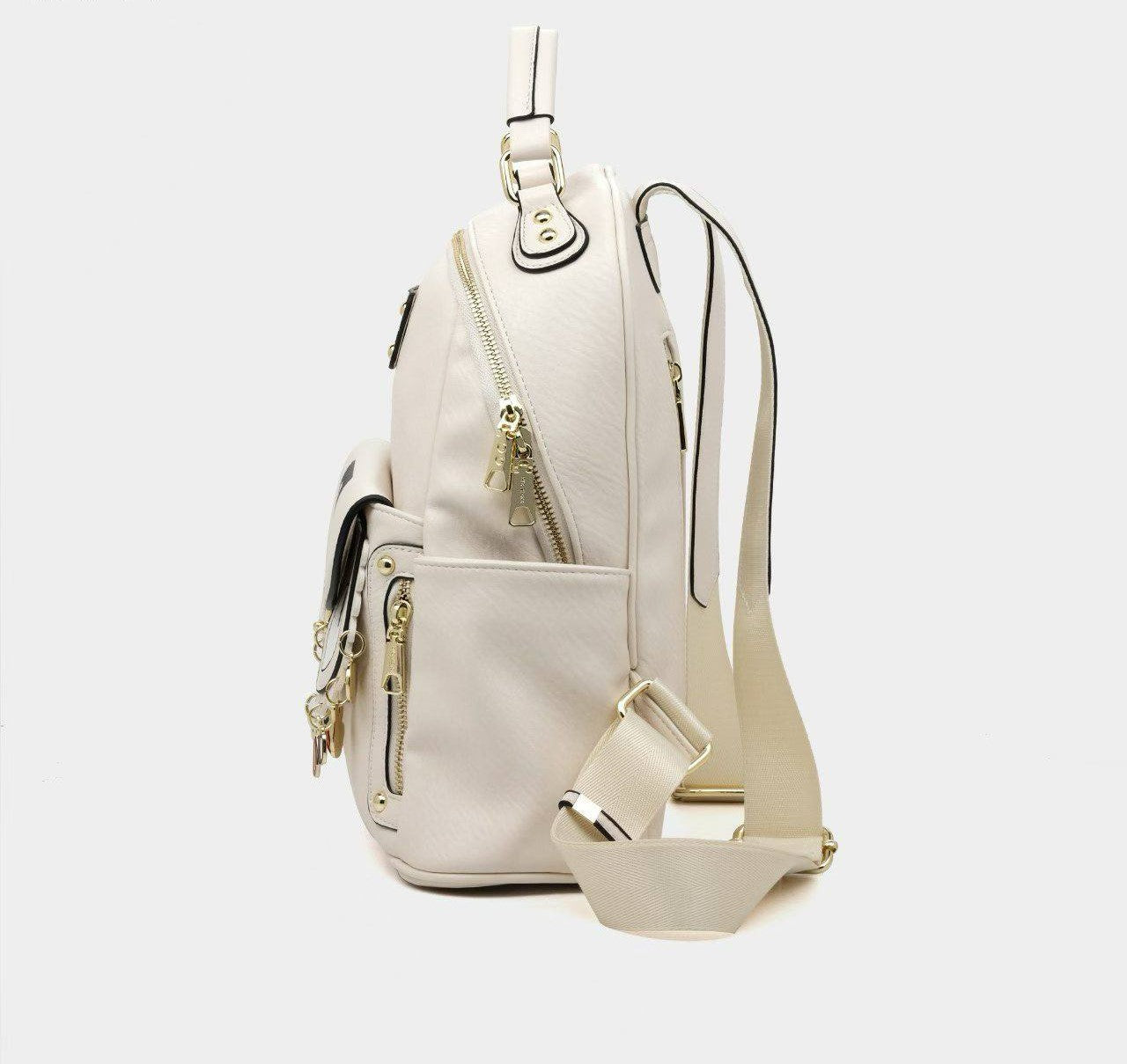 Eye Theme Charm Backpack – Ivory Women's Mini Backpack
