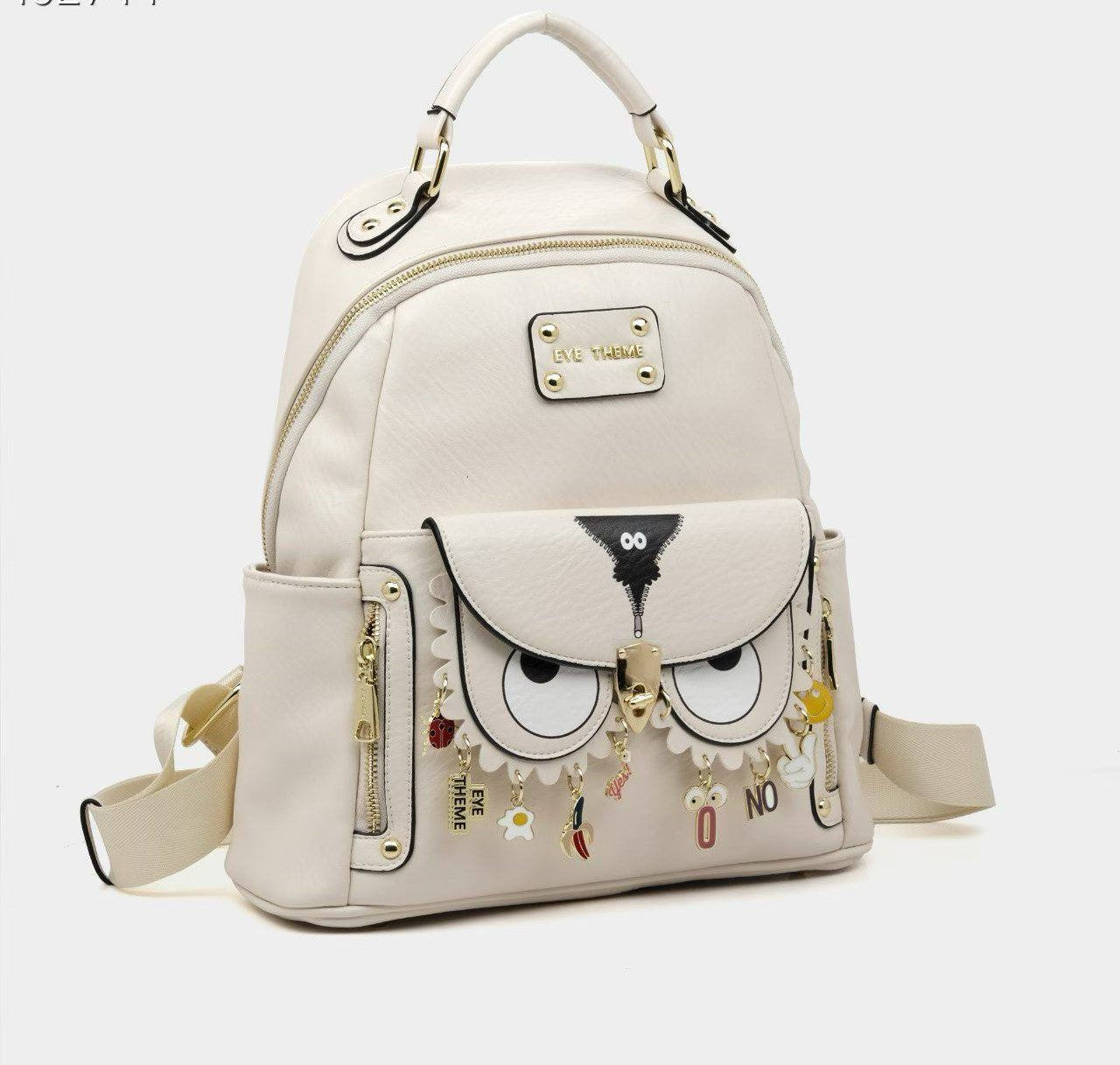 Eye Theme Charm Backpack – Ivory Women's Mini Backpack