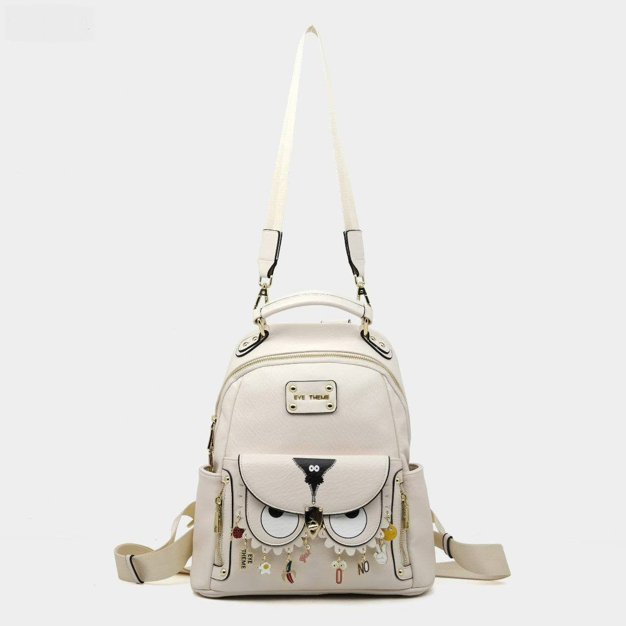 Eye Theme Charm Backpack – Ivory Women's Mini Backpack