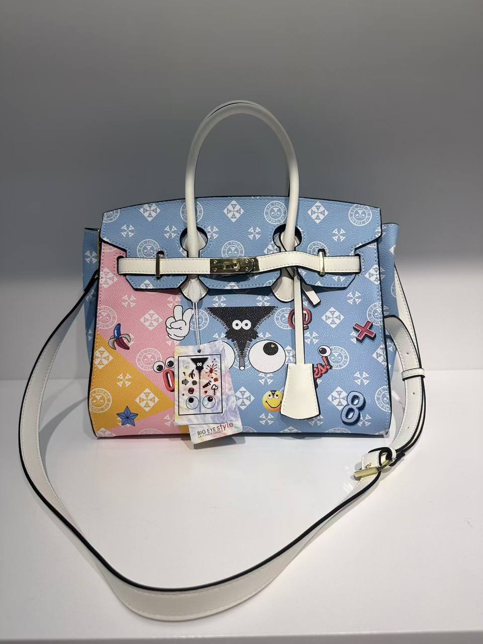 Eye Theme Pastel Duo Tote – Women's Handbag with Matching Inner Pouch