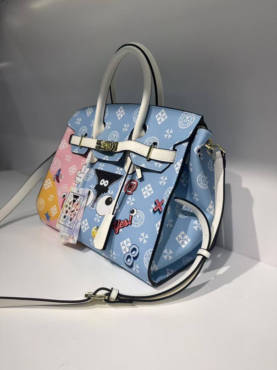 Eye Theme Pastel Duo Tote – Women's Handbag with Matching Inner Pouch