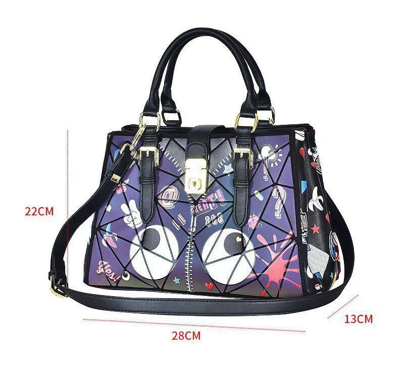 Eye Theme Prism Satchel – Purple Cartoon Eyes Women's Handbag