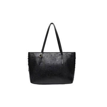Embossed Pattern Tote Bag – Black