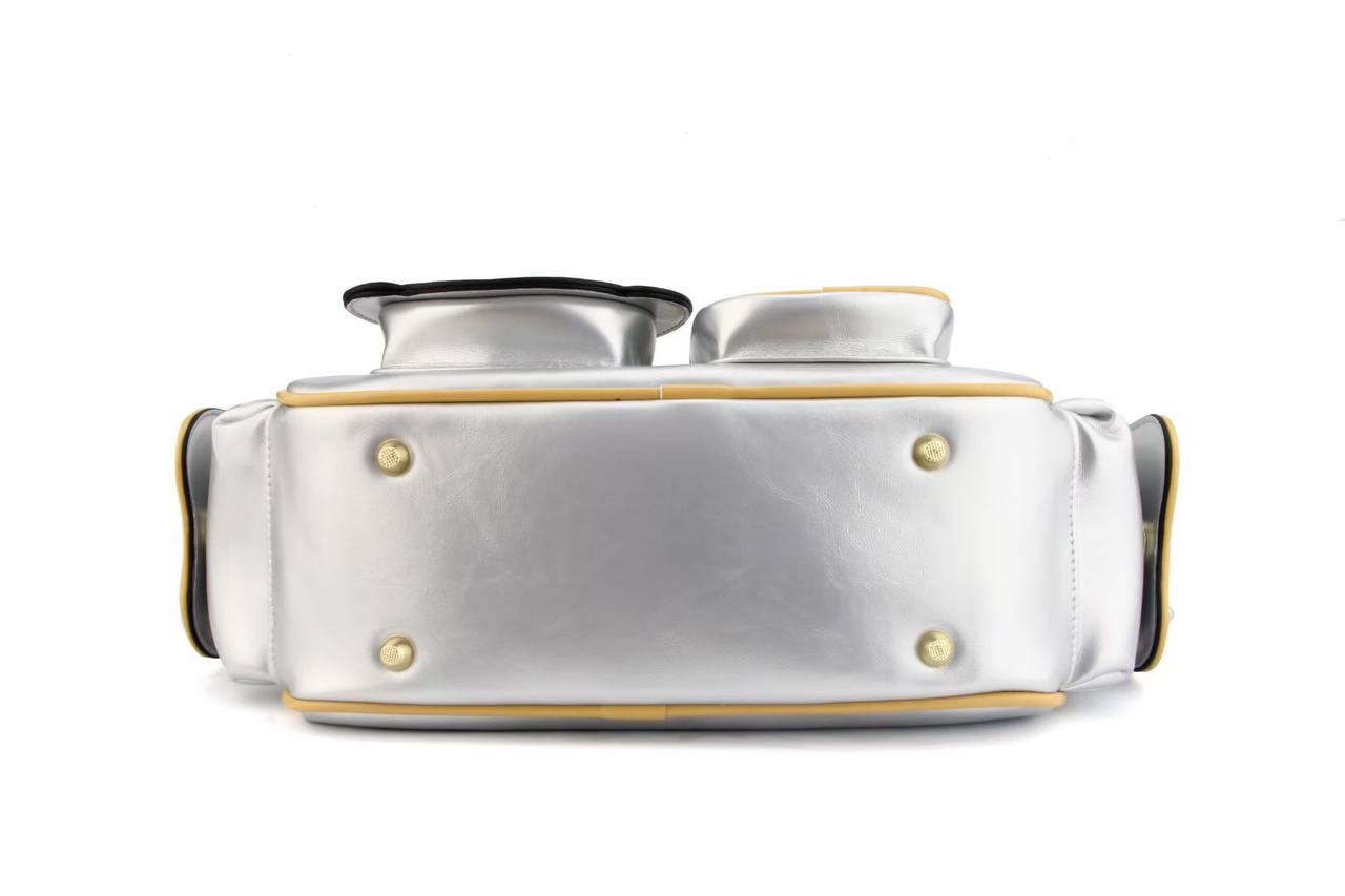 Eye Theme Silver Charm Boston Bag – Women's Handbag with Detachable Shoulder Strap