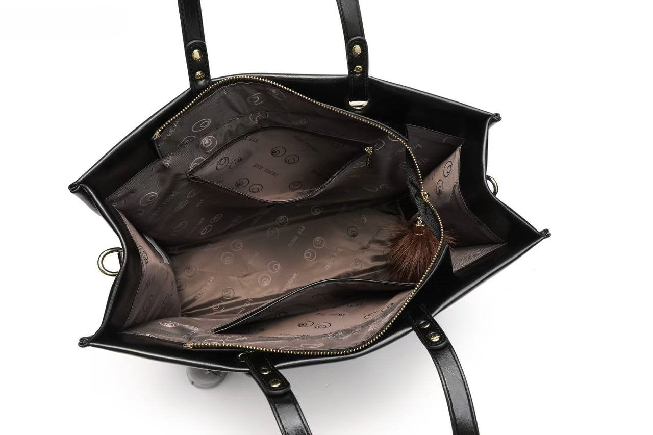Eye Theme Character Tote Bag – Black Women's Large Shoulder Bag