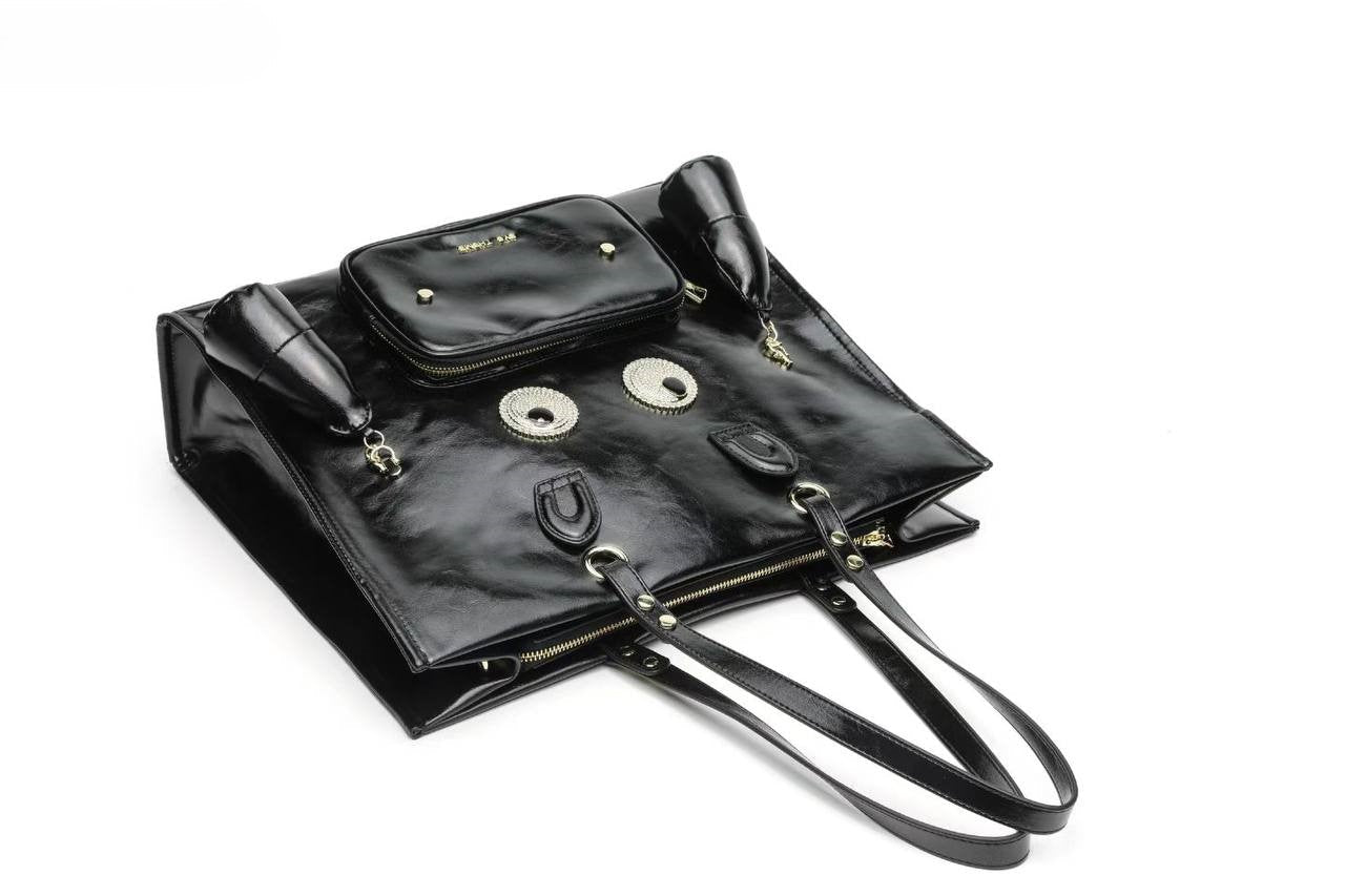 Eye Theme Character Tote Bag – Black Women's Large Shoulder Bag
