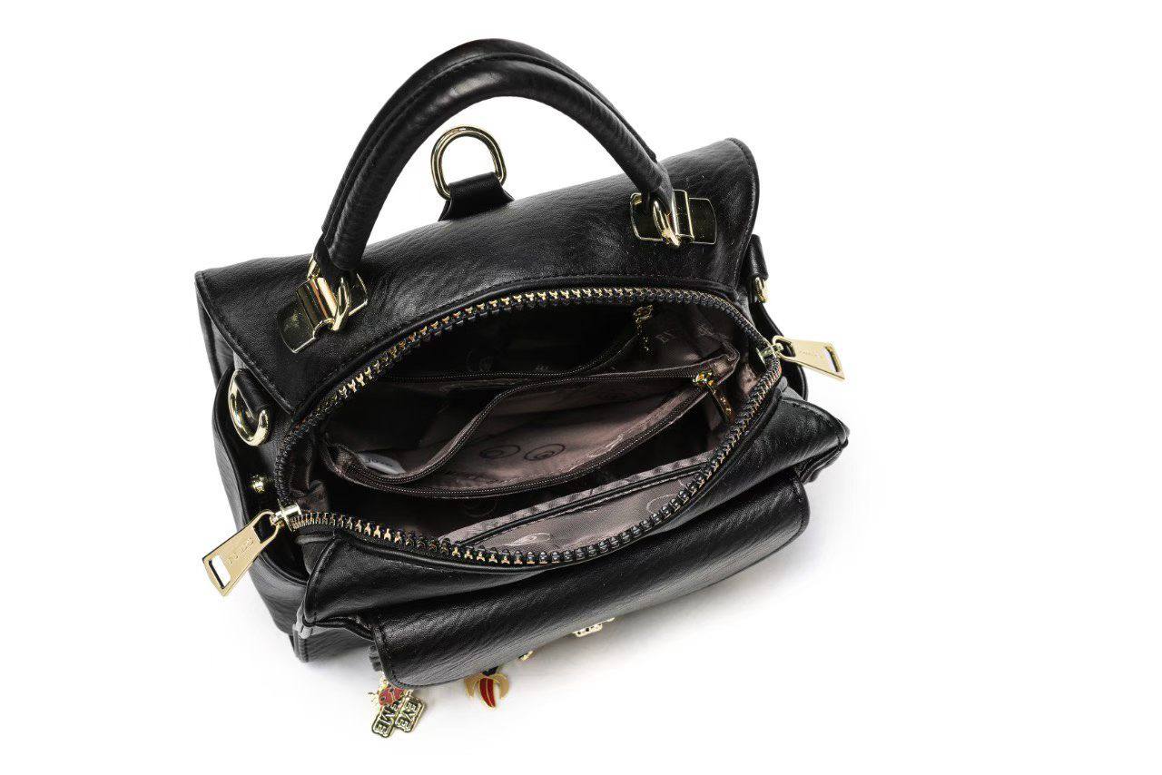 Charm Decor Crossbody Handbag – Black