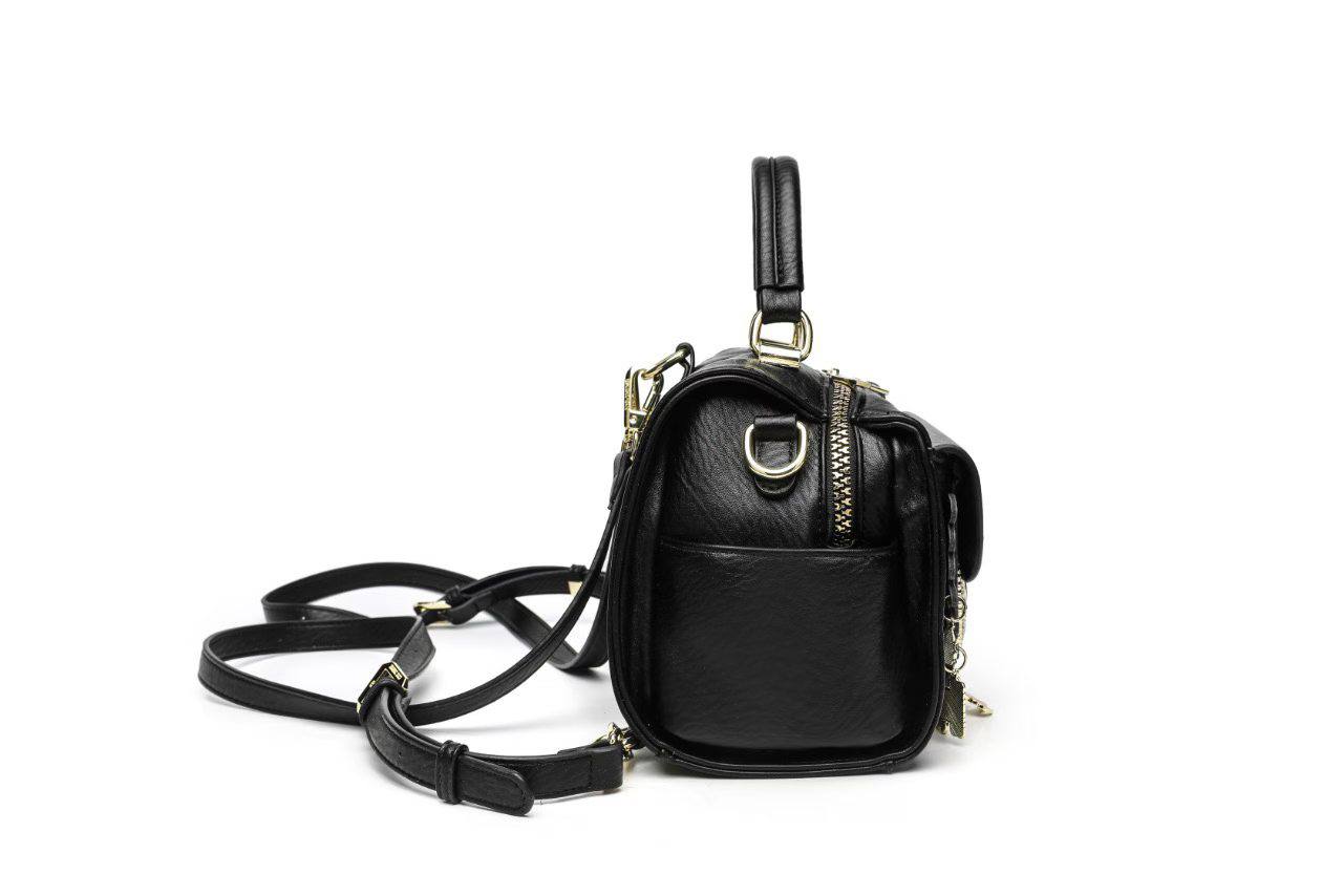 Charm Decor Crossbody Handbag – Black
